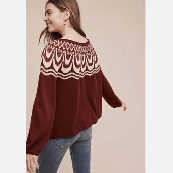 Anthropologie Field Flower Red and White Sweater - Picture 10 of 10